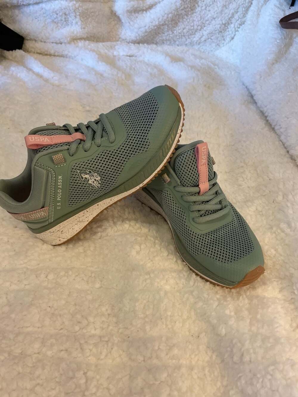 U.S. Polo Assn. Cote 2 Women's Mesh Athletic Sneakers in Sage Green/Pink